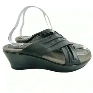 Dansko Avalon size 38 7.5-8 black leather wedge platforms comfort orthopedic